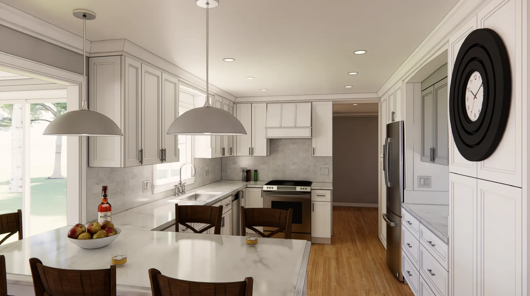 Kitchen renovation in Libertyville with white cabinetry