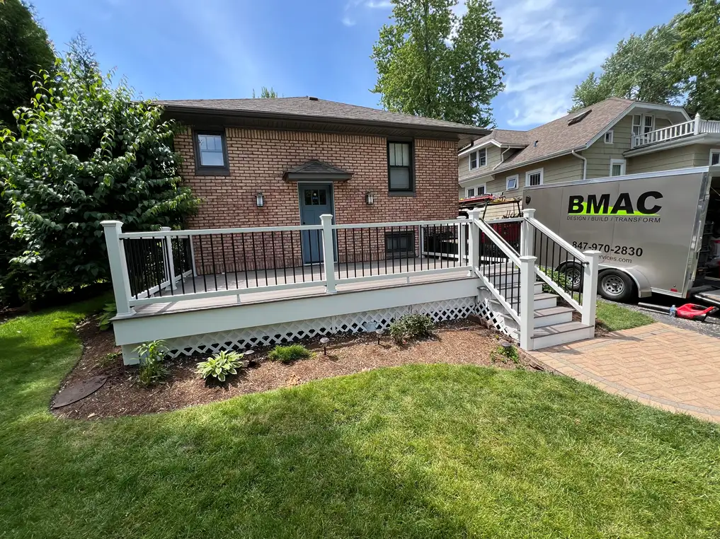 Rear deck construction in Libertyville